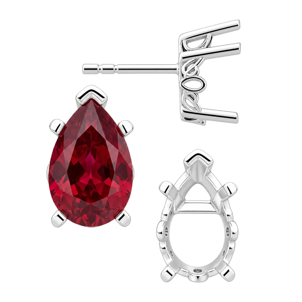 Pear Shape V-End Filigree Earrings with Push Post