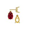 Pear Shape V-End Filigree Earrings with Push Post
