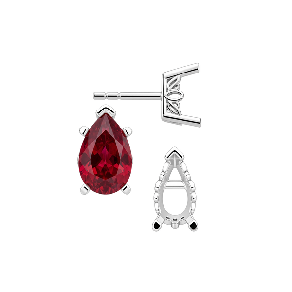 Pear Shape V-End Filigree Earrings with Push Post