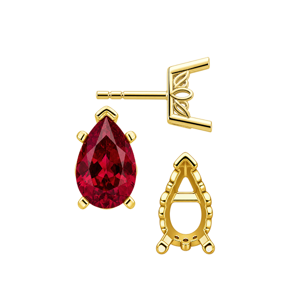 Pear Shape V-End Filigree Earrings with Push Post