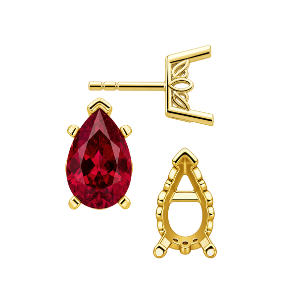Pear Shape V-End Filigree Earrings with Push Post