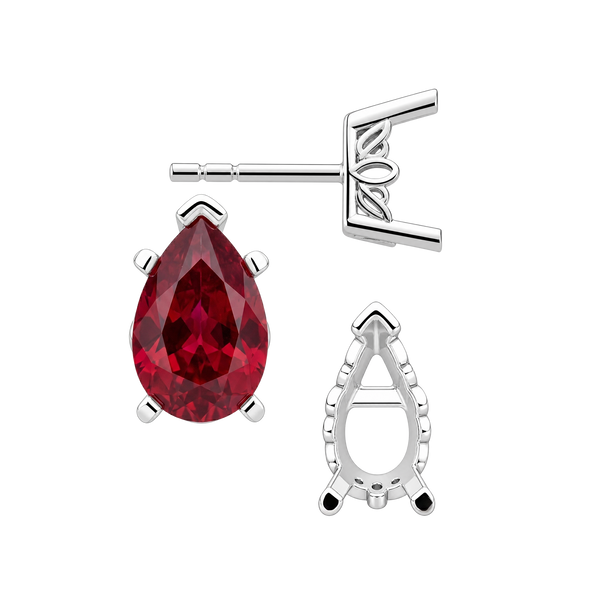 Pear Shape V-End Filigree Earrings with Push Post