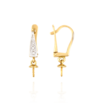 ITI NYC Click-In Leverbacks with Diamonds and 4 mm Cup Dangle (21 x 11 mm)