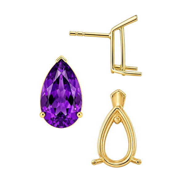 Pear Shape V-End Basket Earrings with Push Post