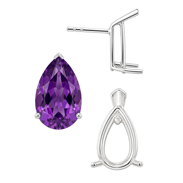 Pear Shape V-End Basket Earrings with Push Post