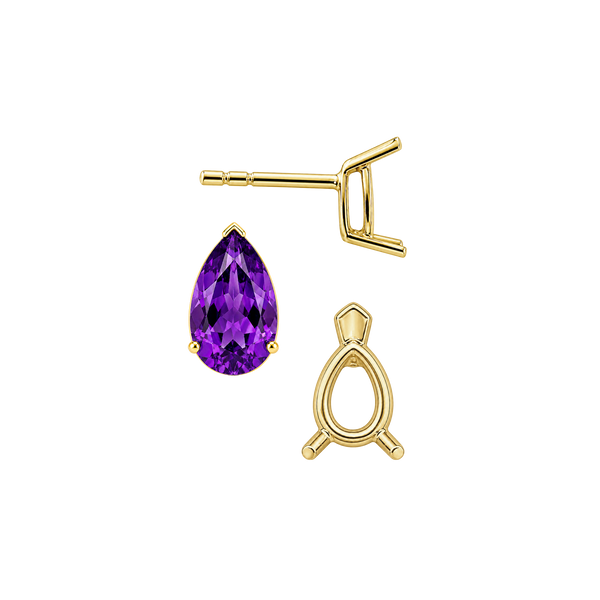 Pear Shape V-End Basket Earrings with Push Post