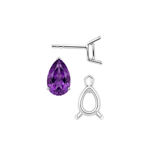 Pear Shape V-End Basket Earrings with Push Post
