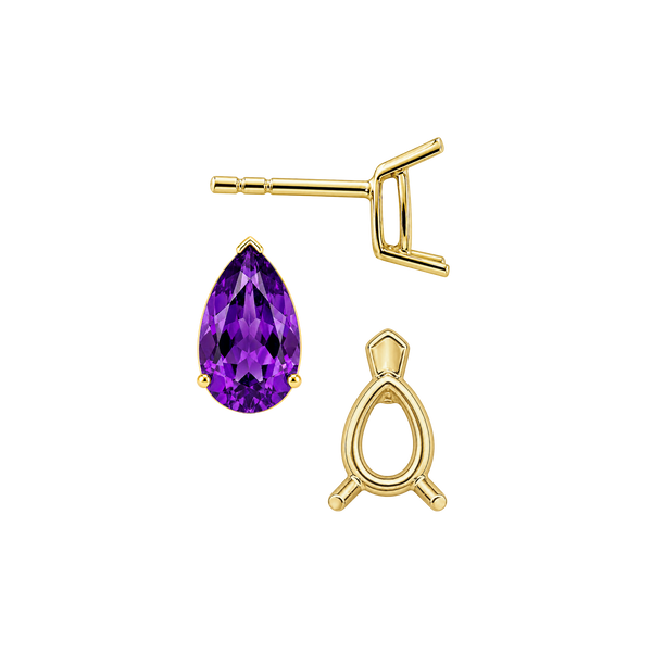 Pear Shape V-End Basket Earrings with Push Post