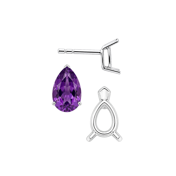 Pear Shape V-End Basket Earrings with Push Post