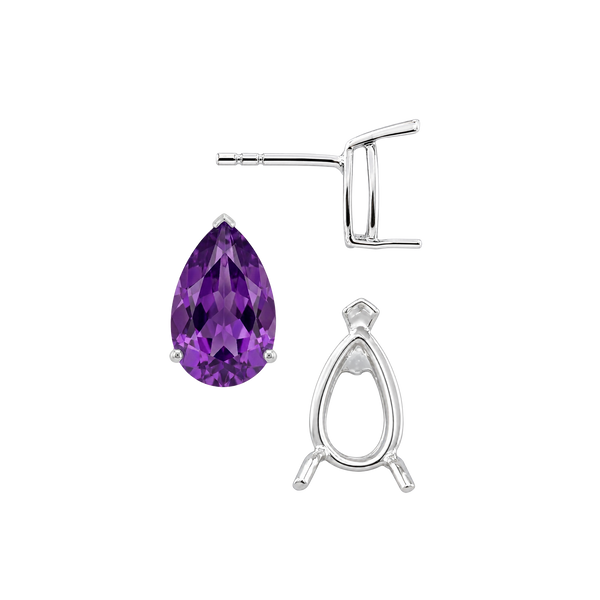 Pear Shape V-End Basket Earrings with Push Post