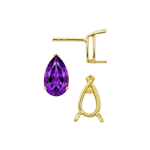 Pear Shape V-End Basket Earrings with Push Post