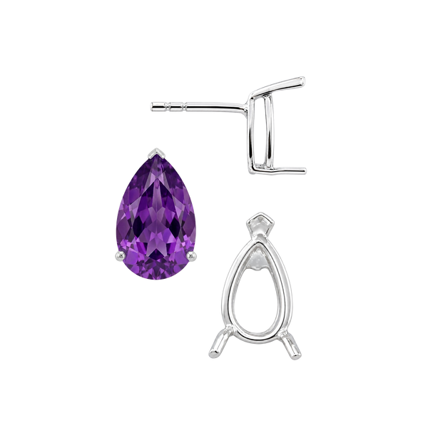 Pear Shape V-End Basket Earrings with Push Post
