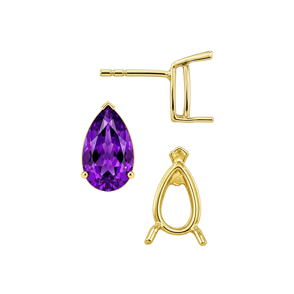 Pear Shape V-End Basket Earrings with Push Post