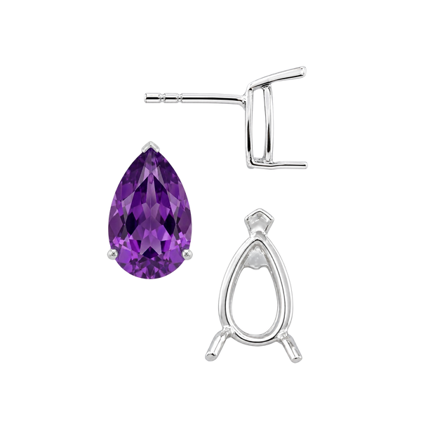 Pear Shape V-End Basket Earrings with Push Post
