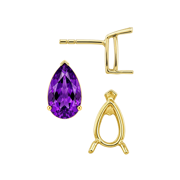 Pear Shape V-End Basket Earrings with Push Post