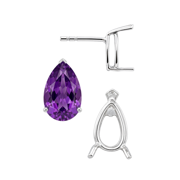 Pear Shape V-End Basket Earrings with Push Post