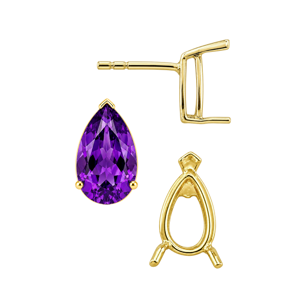 Pear Shape V-End Basket Earrings with Push Post