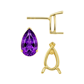 Pear Shape V-End Basket Earrings with Push Post