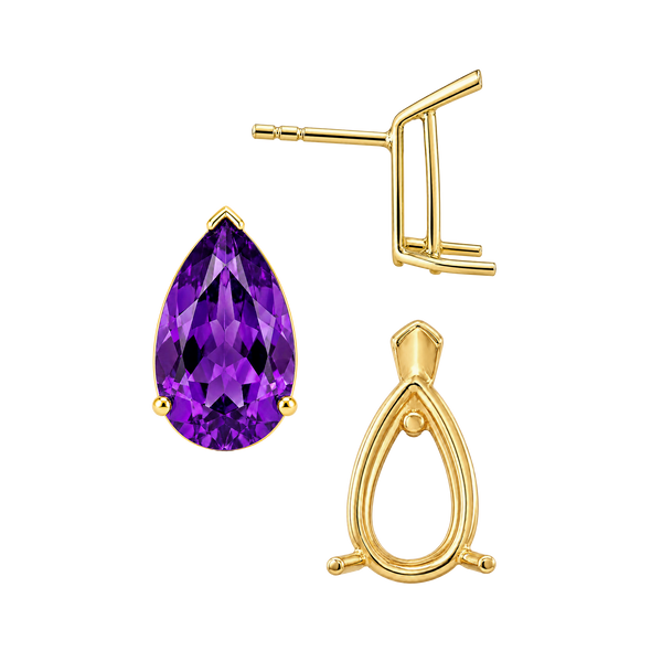 Pear Shape V-End Basket Earrings with Push Post