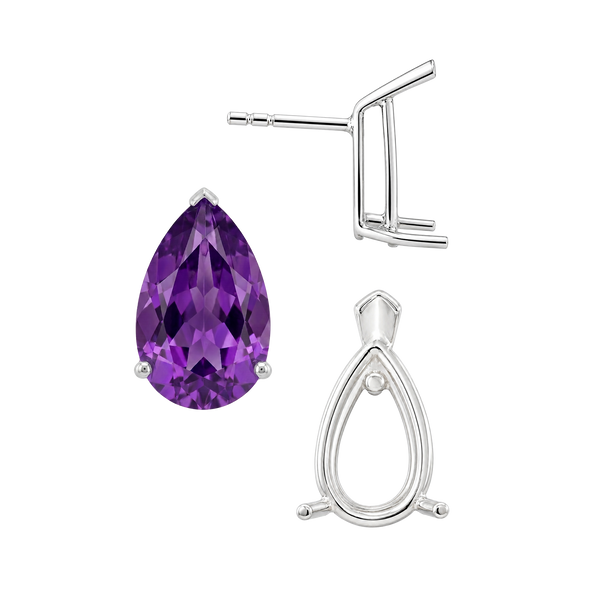 Pear Shape V-End Basket Earrings with Push Post