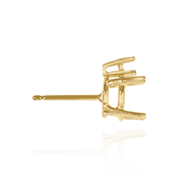 14K Gold ITI NYC Round Four Prong Basket Earrings with One Accent