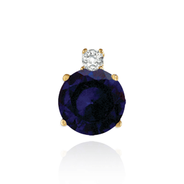 14K Gold ITI NYC Round Four Prong Basket Earrings with One Accent