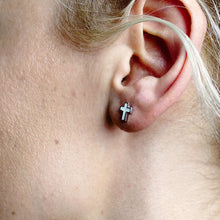Load image into Gallery viewer, White Enamel Cross Earrings
