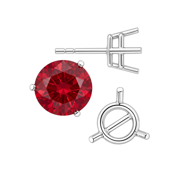 Round Three-Prong Basket Earrings with Push Post