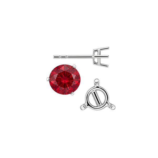 Round Three-Prong Basket Earrings with Push Post