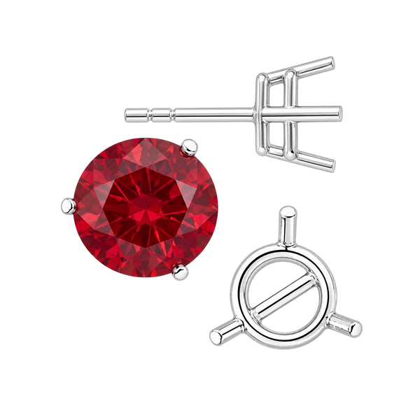 Round Three-Prong Basket Earrings with Push Post