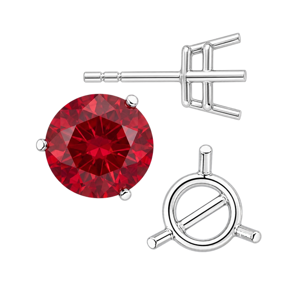 Round Three-Prong Basket Earrings with Push Post