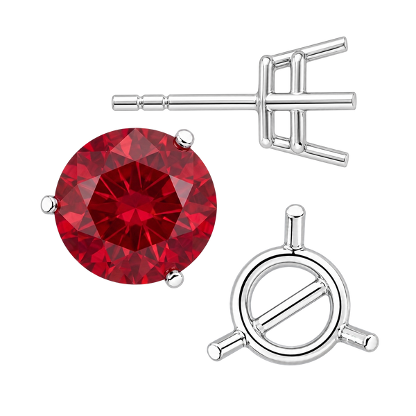 Round Three-Prong Basket Earrings with Push Post