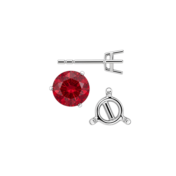Round Three-Prong Basket Earrings with Push Post