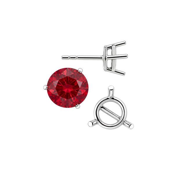 Round Three-Prong Basket Earrings with Push Post