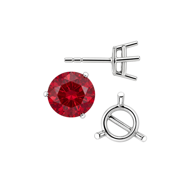 Round Three-Prong Basket Earrings with Push Post