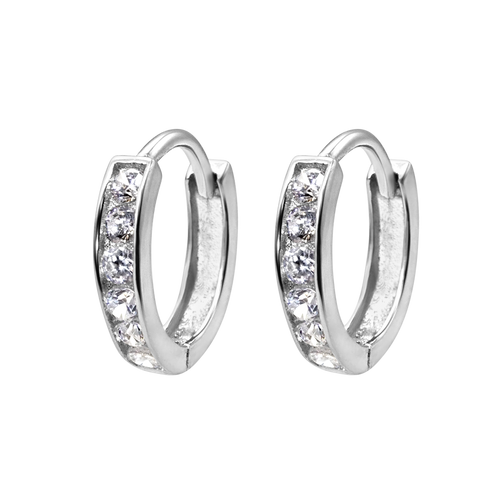 Huggie Earrings with CZ in Sterling Silver