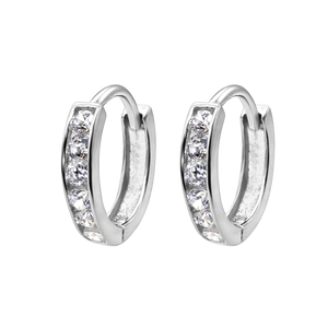 Huggie Earrings with CZ in Sterling Silver