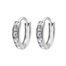 Load image into Gallery viewer, Huggie Earrings with CZ in Sterling Silver
