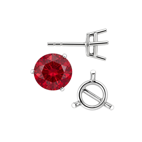 Round Three-Prong Basket Earrings with Push Post