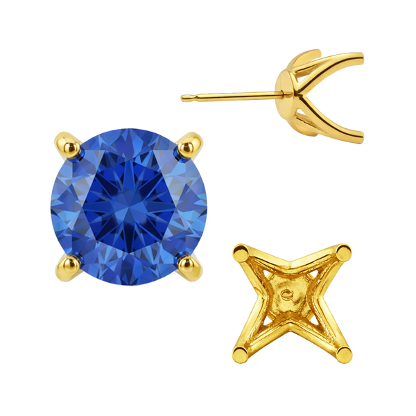 Round Four Prong Fancy Earring with Push Post