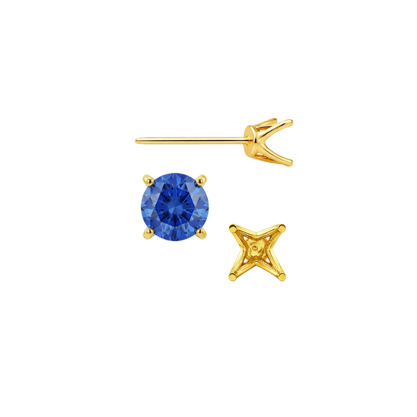 Round Four Prong Fancy Earring with Push Post