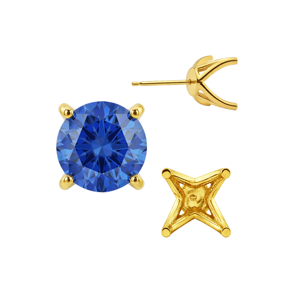 Round Four Prong Fancy Earring with Push Post