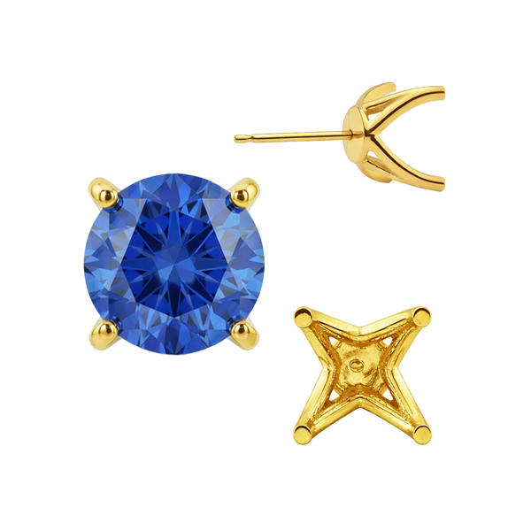 Round Four Prong Fancy Earring with Push Post