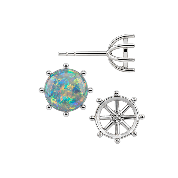 Round Eight Prong Earrings with Push Post