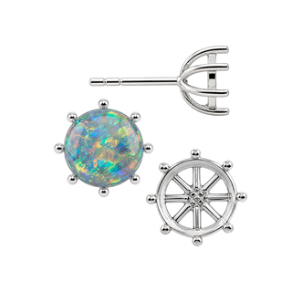 Round Eight Prong Earrings with Push Post