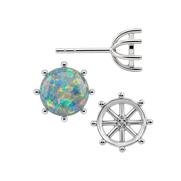 Round Eight Prong Earrings with Push Post