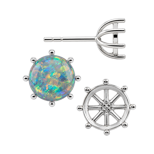 Round Eight Prong Earrings with Push Post