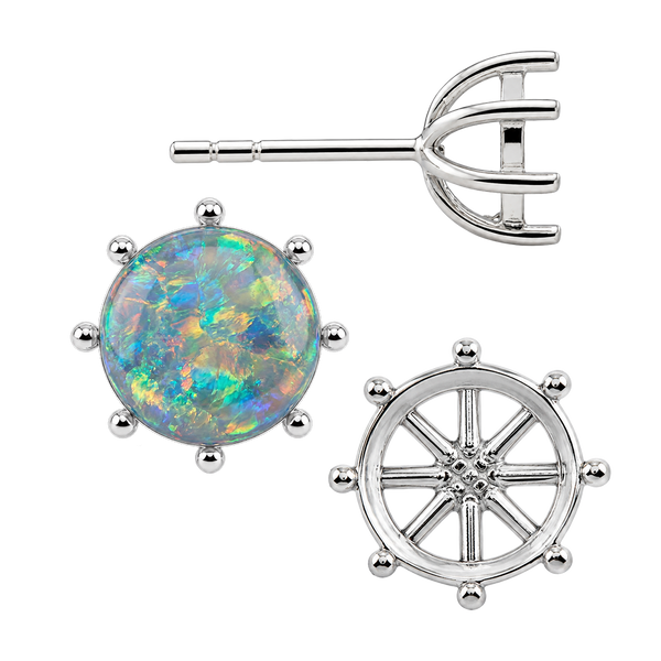 Round Eight Prong Earrings with Push Post