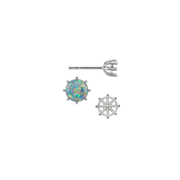 Round Eight Prong Earrings with Push Post