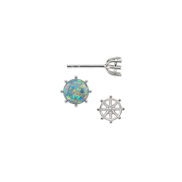 Round Eight Prong Earrings with Push Post